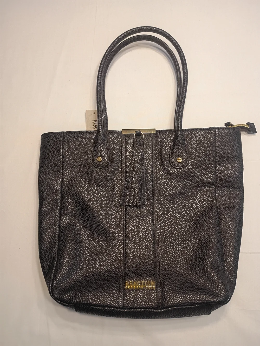 #3017 NWT Kenneth Cole Reaction Black Pebbled Leather Tote